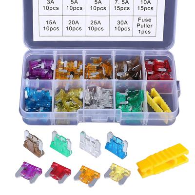 YFFSFDC 100 Stuks Laag Profiel Zekeringen Mini Platte Zekering Set 3A 5A 7.5A 10A
