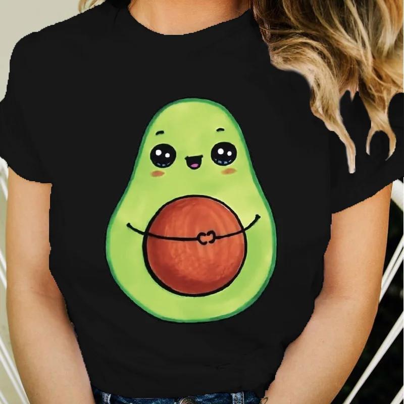 Beautiful Avocado T-shirt Women's Tops Summer Loose Cartoon Aesthetic Casual T-shirt Retro Harajuku T-shirt Ladies Street Wear