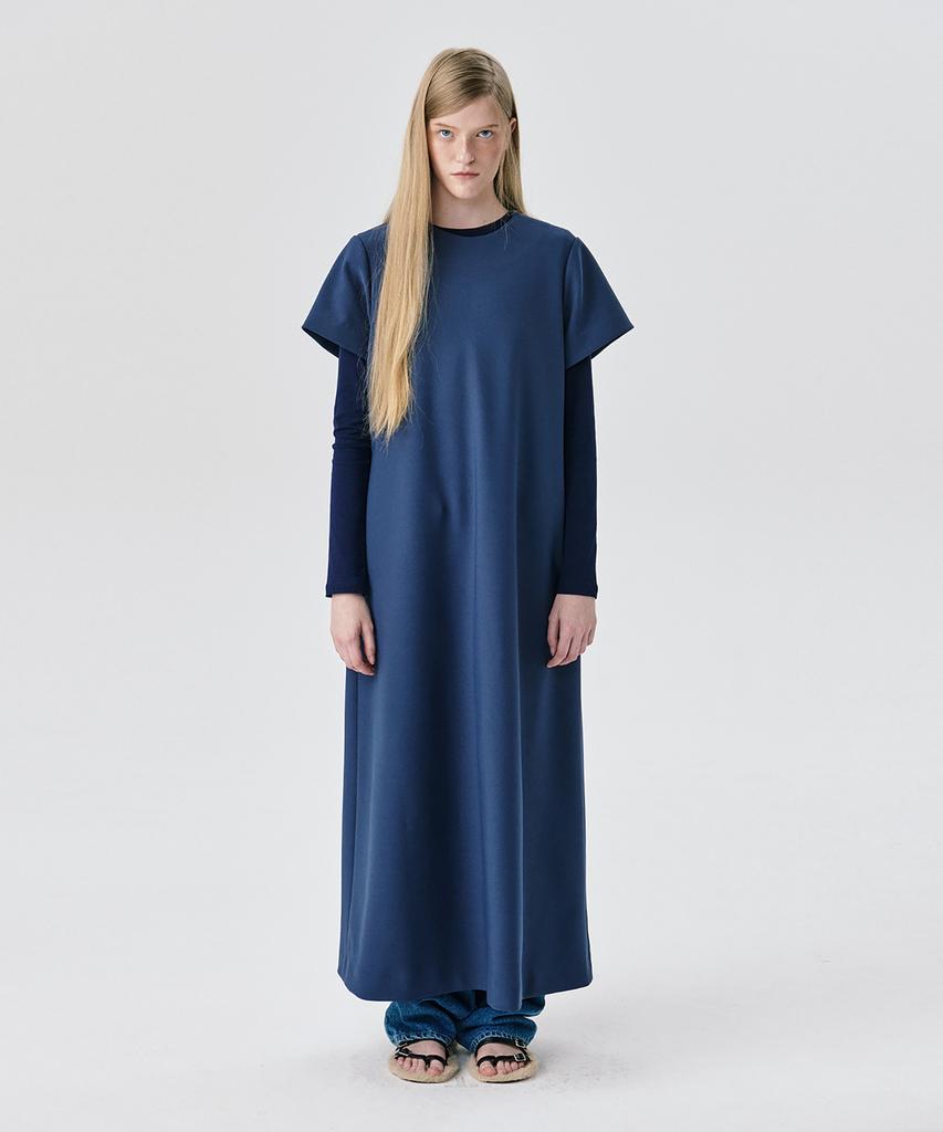 Bundercammer Short Sleeve Ponte Dress_Smoke Blue