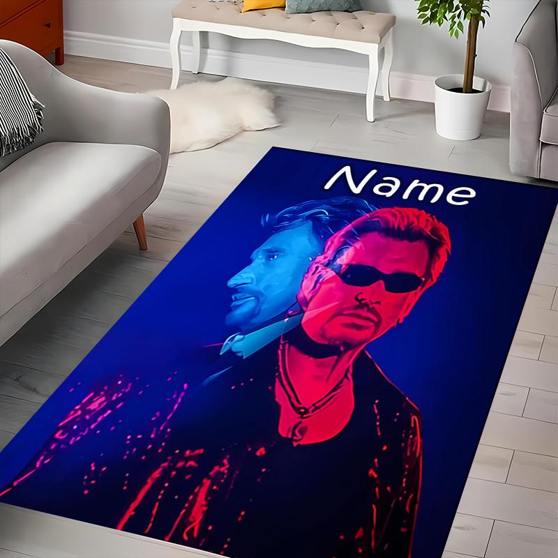 Custom personalization Johnny Hallyday Area Rug - Perfect For Kitchen, Bathroom,Laundry Room Decor Large Size Available,Gift All Seasons