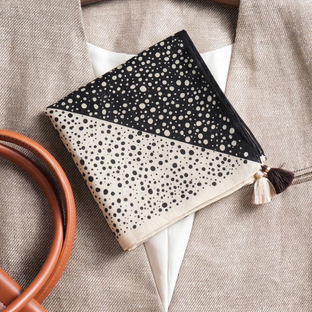 New 71 polka dot small square scarf silk scarf women's Korean velvet double-sided hanging ear neck protection small scarf scarf shawl