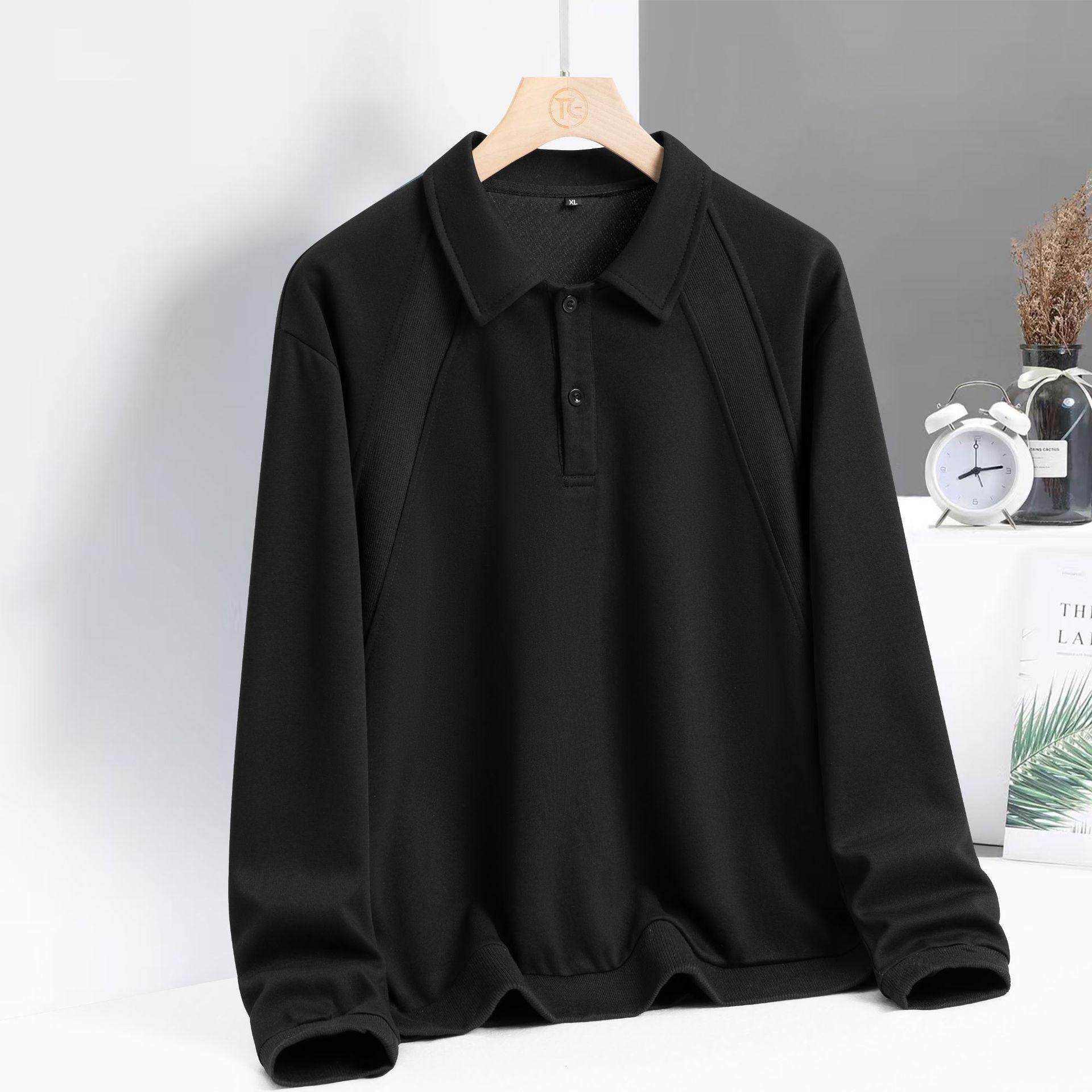 

Хлопковая толстовка-куртка большого размера с лацканами, свободная и простая мужская толстовка с длинными рукавами L чёрный