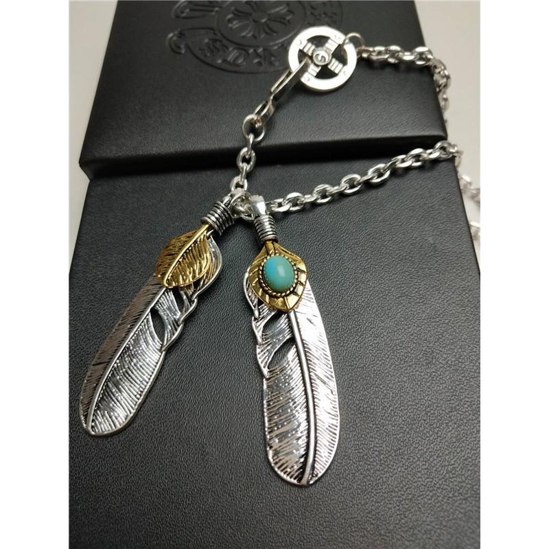 Feder Anhänger Halskette Herren Damen Legierung Kreuz Kette Boho Chic Vintage Stil Verstellbare Länge 51-80cm