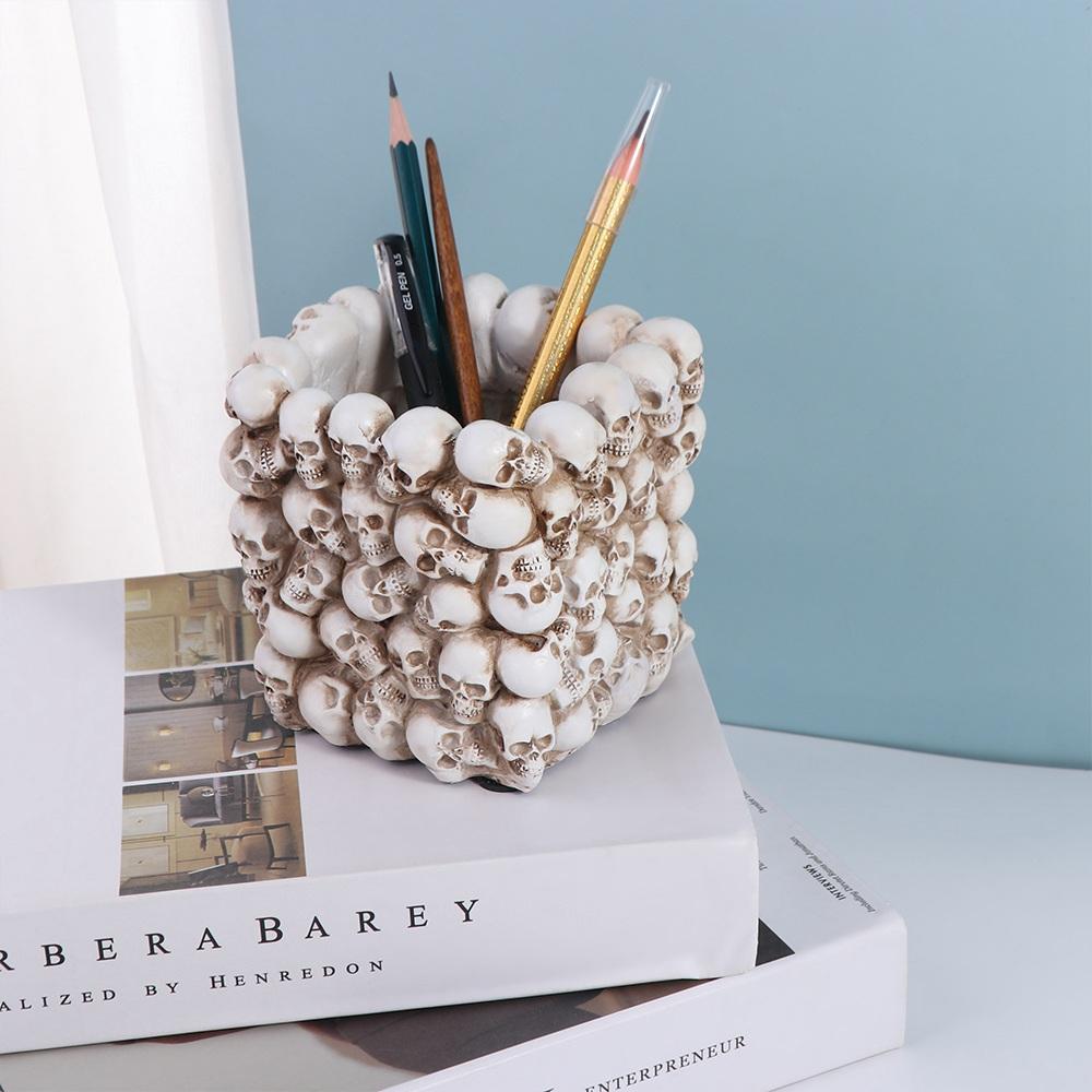 Desktop Storage Box Desktop Organizer Desktop Pen Stand Skull Pen Holder Creative   Birthday Gifts