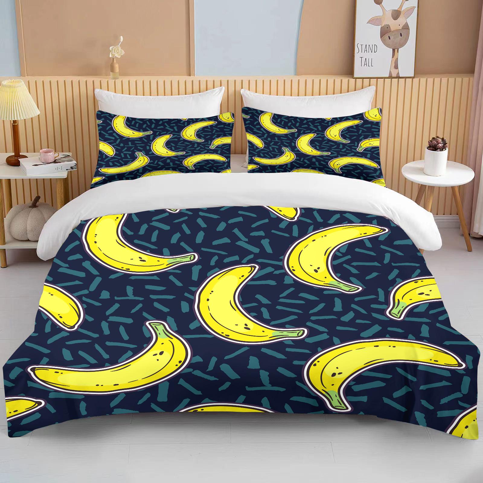 

10 Sizes Fruit Pattern Bedding Three Piece Set King Size Double Bedding Set Microfiber Duvet Cover Set Queen Duvet Cover Set EU single(135x200cm)