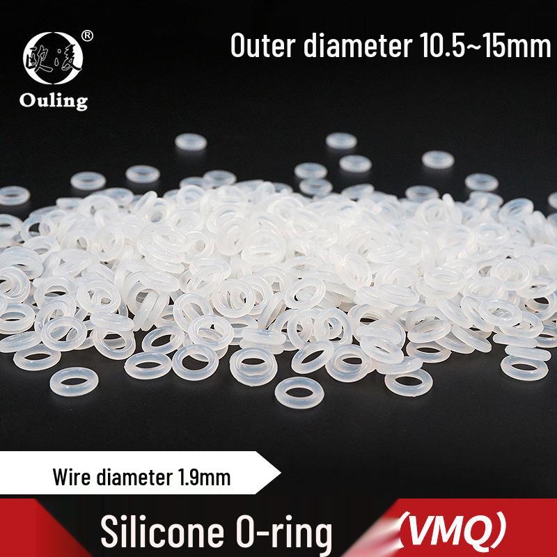 White Silicone O-ring, Temp Resistant, OD: 10.5-15mm, CS Diameter: 1.9mm 10.5mm Outer Diameter O-ring (10 pieces)
