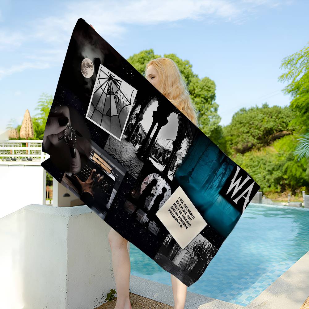Fantasy W-Mittwoch A-Addams Family Mikrofaser Strandtuch Saugfähig Schnelltrocknend Weich Yoga Schwimmen Resort Bergsteigen Handtuch