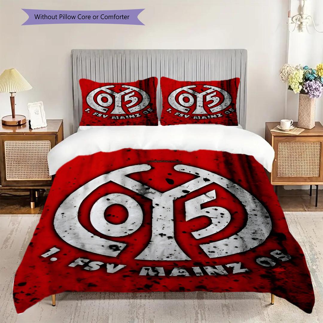 FSV Mainz Pattern Bedding Quilt Set Quilt Cover Pillowcase Home Decoration Birthday Gift (1 * duvet cover + 2 * pillowcase, without core) 135x200cm