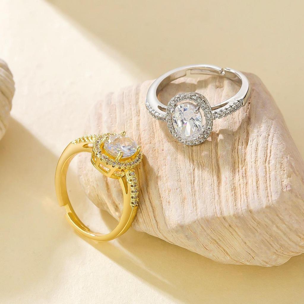 Adjustable Oval Zircon Ring - European American Design