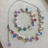 Sweet Dopamine Colored Crystal Water Drop Bracelet Necklace Female Niche Temperament Luxury Design Sense