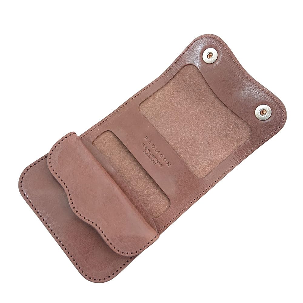 REDMOON Red Moon Trifold Wallet for Men, Leathercraft Brand, Genuine Leather, Made in Japan, TMW-CC (SBK (Black))