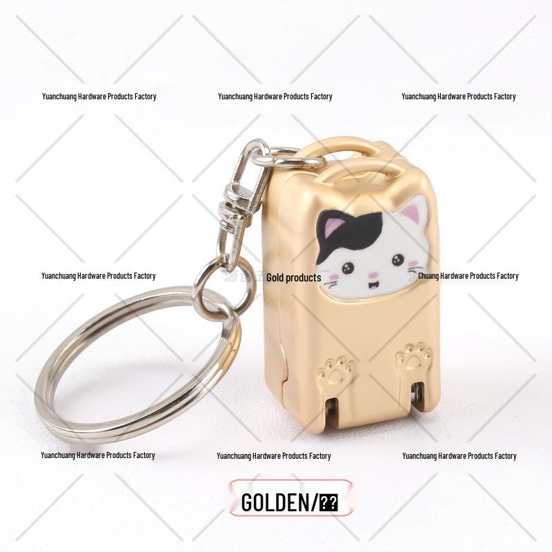 Mini Foldable Nail Clipper with Keychain - Portable Flip-Top Kitten Design