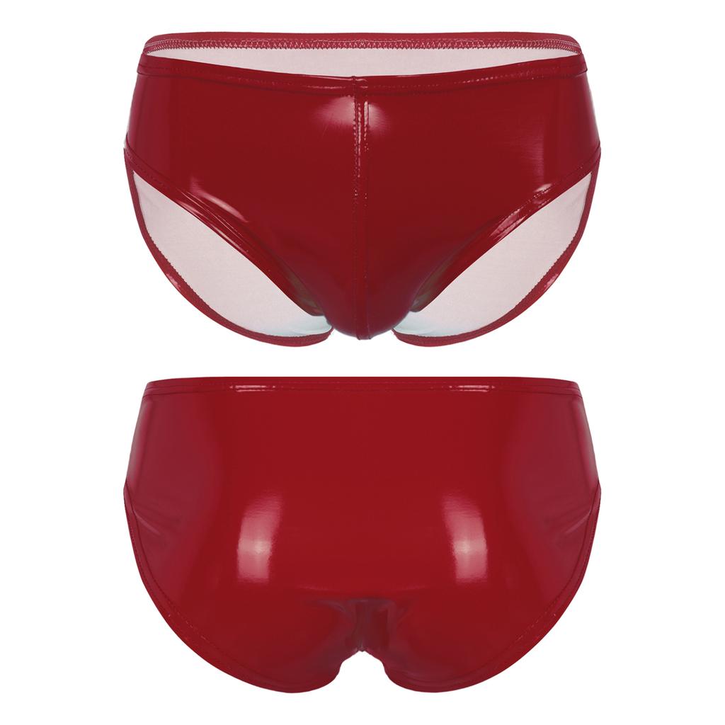 Neue Männer Slips Patent Leder Shiny Mann der Unterbekleidung Niedrige Taille Homosexuell Unterwäsche Männliche Unterhose