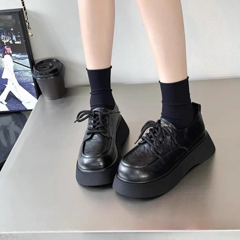 Platform women's autumn new versatile fashion casual versatile lace-up small leather shoes