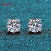 Smyoue 0,1-3 Karat Testbestanden Moissanit Steckerohrringe für Herren Damen S925 Silber Platinbeschichtet Braut Hochzeit Labor Diamant Stecker