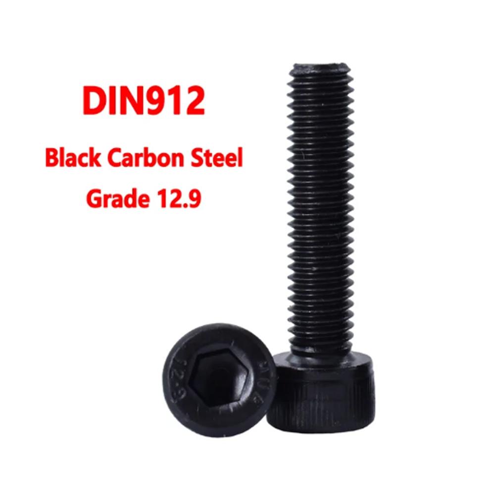 10-250pcs ISO7380 G10.9 Round Carbon Steel Screw DIN912 G12.9 Hex Allen Socket Cap Head Screw Mechanical Furniture Screws M2-M8