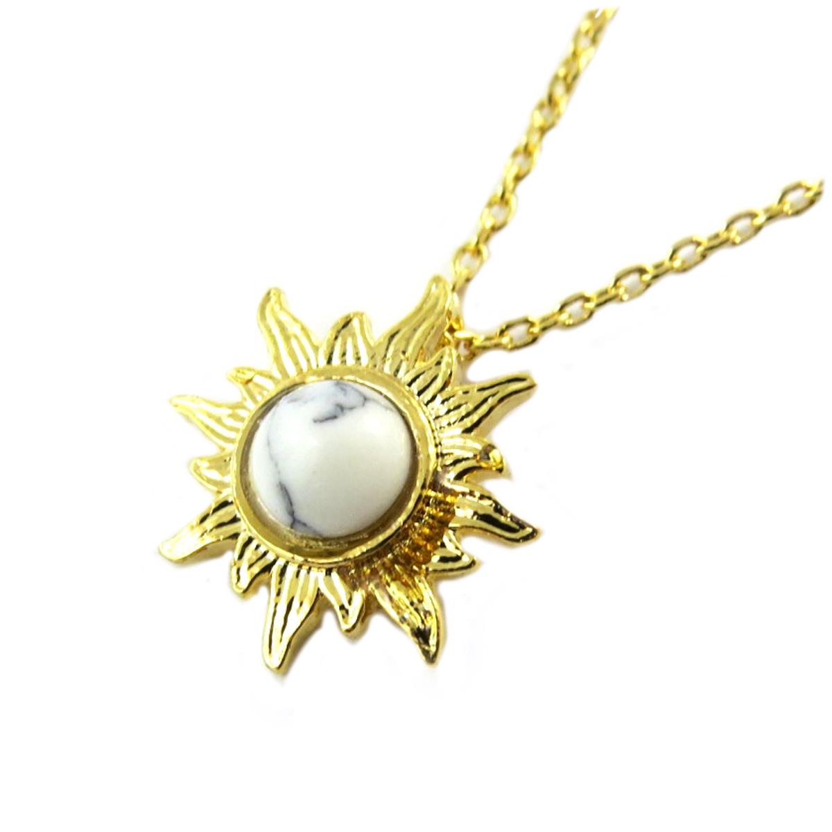 

7bis [Q1518] - Колье ручной работы Солнце белое золото - 13x13 мм