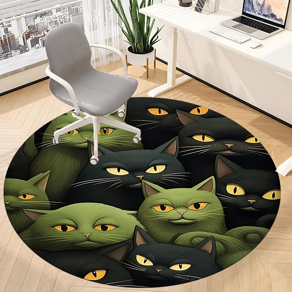 1pc Cat Pattern Office Round Area Rug, Indoor Mat Suitable ForOffice, Under Office Chairs Bedroom Living Room Home Decor, Room Deco,  n74