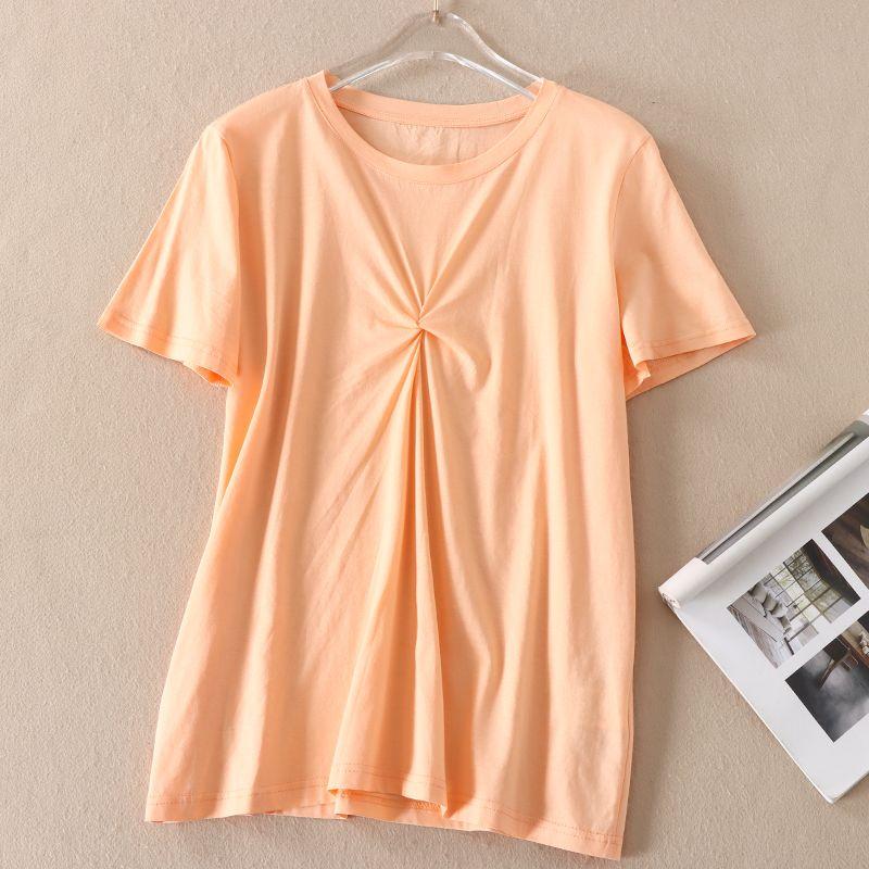 

D133 Усиленная стильная плиссированная приталенная футболка с коротким рукавом Orange All yards