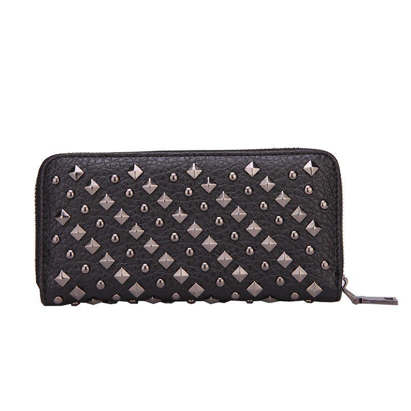 

Rivet Women s Retro Long Wallet - Versatile, Large Capacity Coin and Phone Holder чёрный