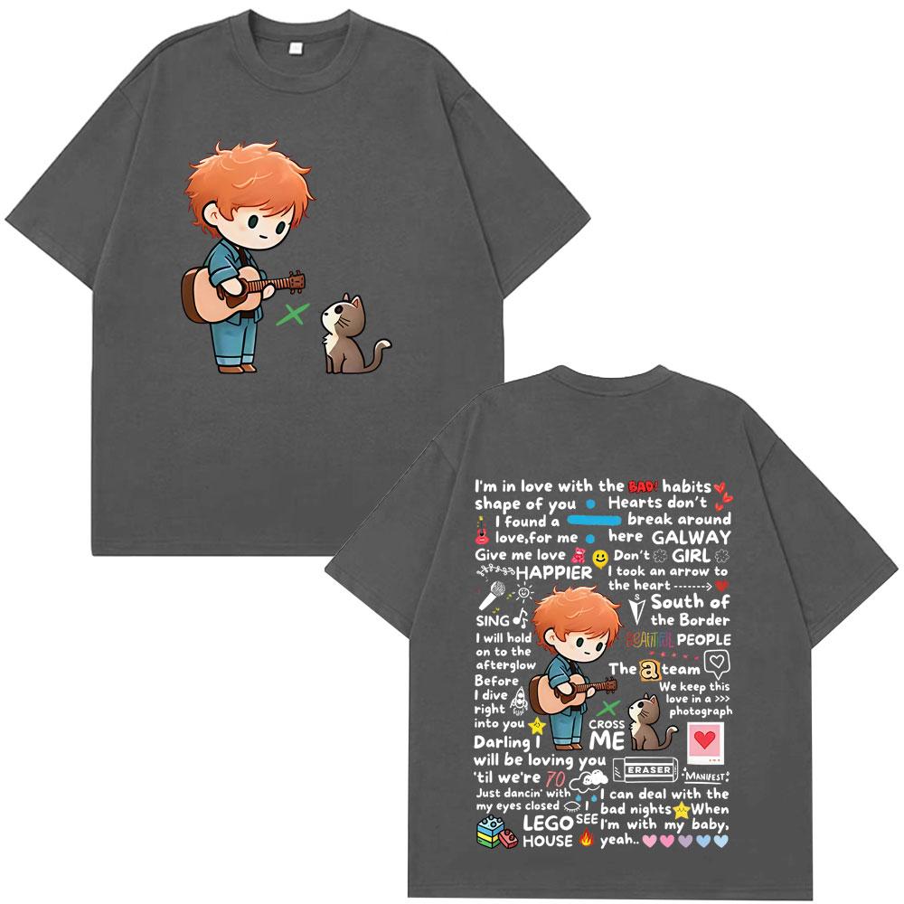 Vintage Tshirt Ed Sheeran European Tour 2025 Graffiti Pattern T Shirt Unisex Unisex Cotton Short Sleeve Oversized Fashion Tshirts