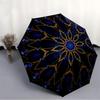 1PC Blue Mandala Automatic Open/close Umbrella with 8-Rib Structure for Women/Men, All-Season Use - Travel Essential, Stylish Accessory, Highquality F