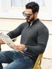 TACVASEN Winter Thick Business Autumn Long Solid Warm Dark Size M Men's Half-Zip Sweater, Sweatshirt, Knitwear, Sleeve, Color, Stretch, Workwear,