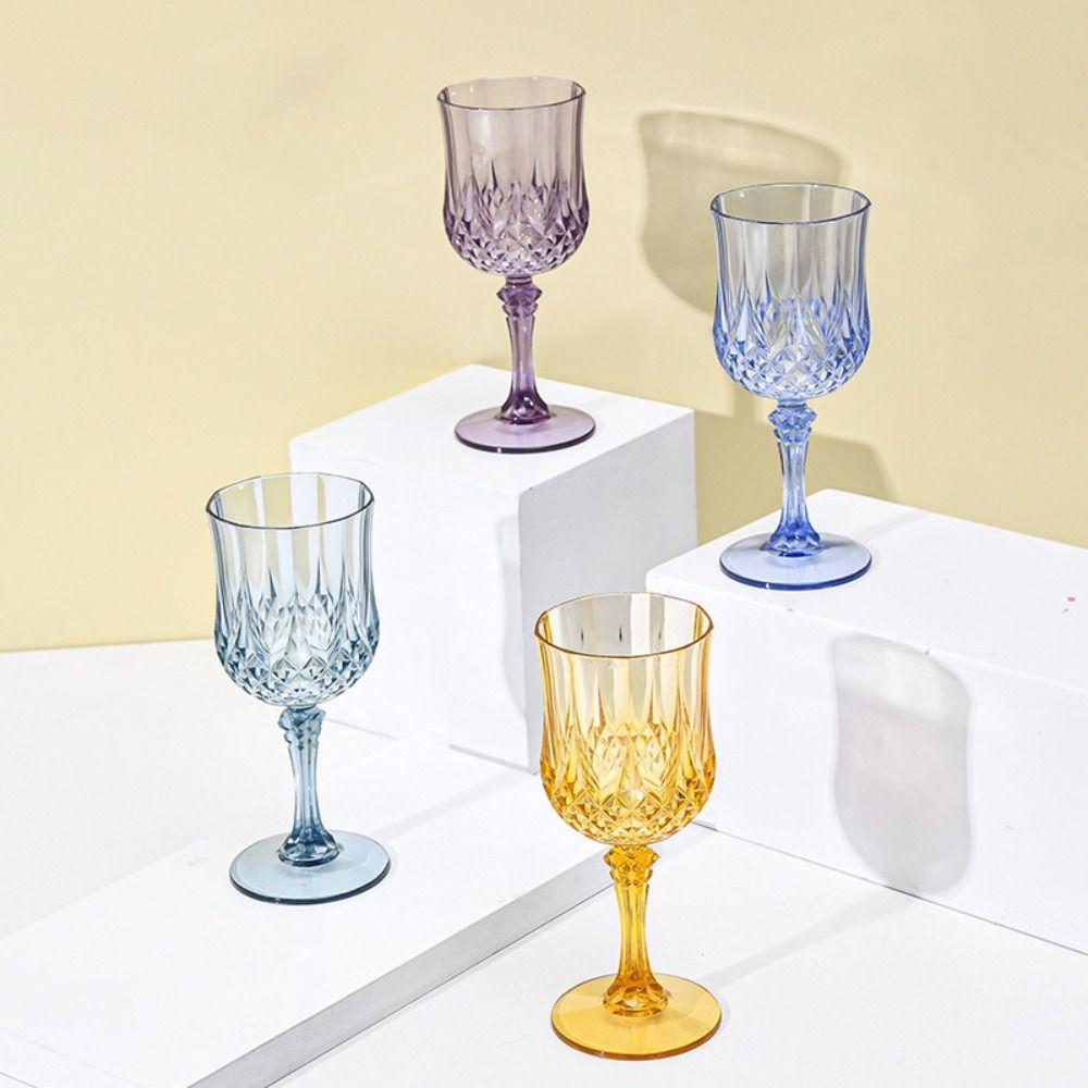 12pcs High-end Plastic Party Wine Glasses Shatterproof Reusable Tall Glass Clear Crystal Pattern Champagne Flutes Dinner