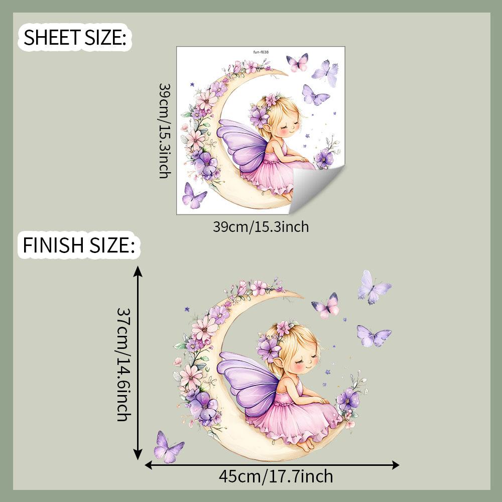 

Раскрашенная бабочка Маленькая девочка Луна Детская комната Дом Стена Фон Благоустройство и украшение Наклейки на стену
