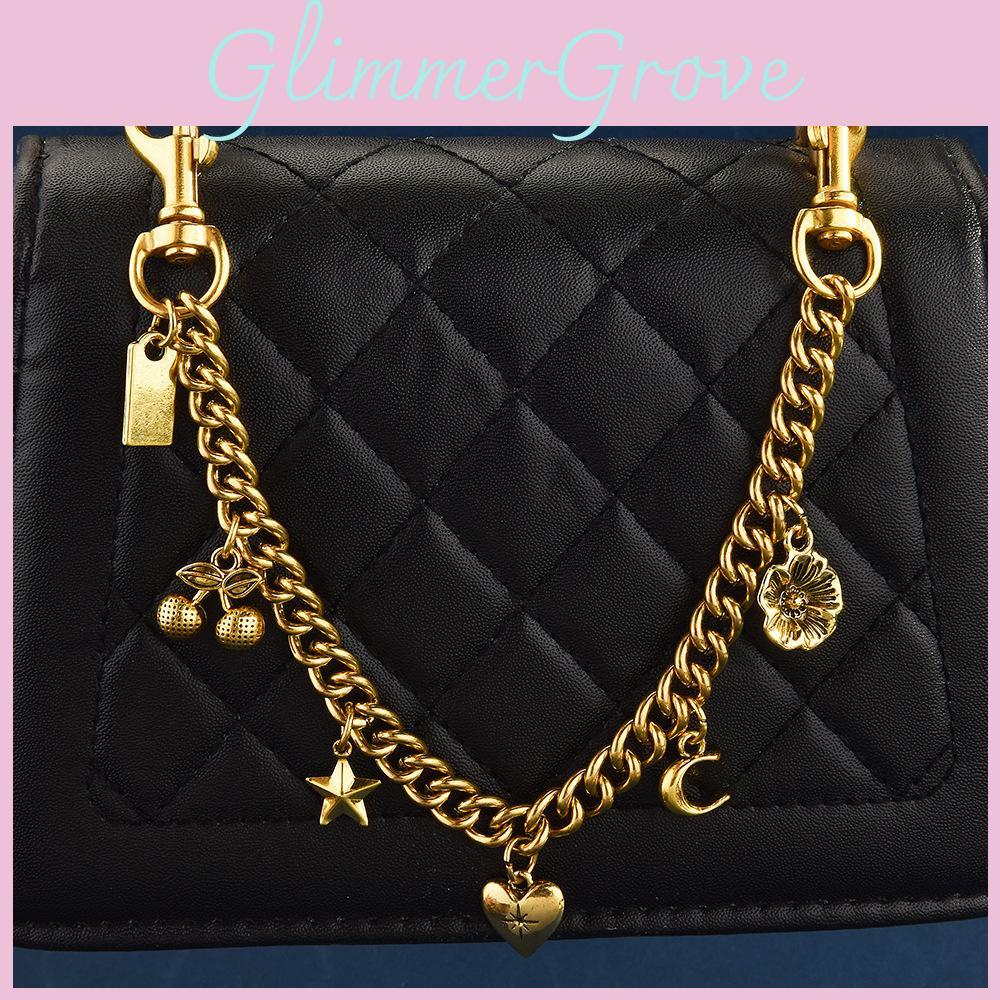 Style Cherry Fruit Bag Charm With Metallic Chain For Womens Fashion Accessory