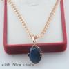 Women 585 Rose Gold Oval Red And Blue Cubic Zirconia Wedding Pendant Necklace Gift