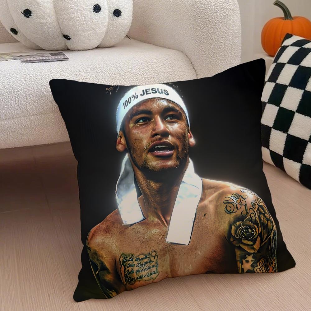 Brazilian Handsome Athlete NNeymar Jr Cushion Cover Throw Pillow Cover Hidden Button Durable Polyester Chair Cushion