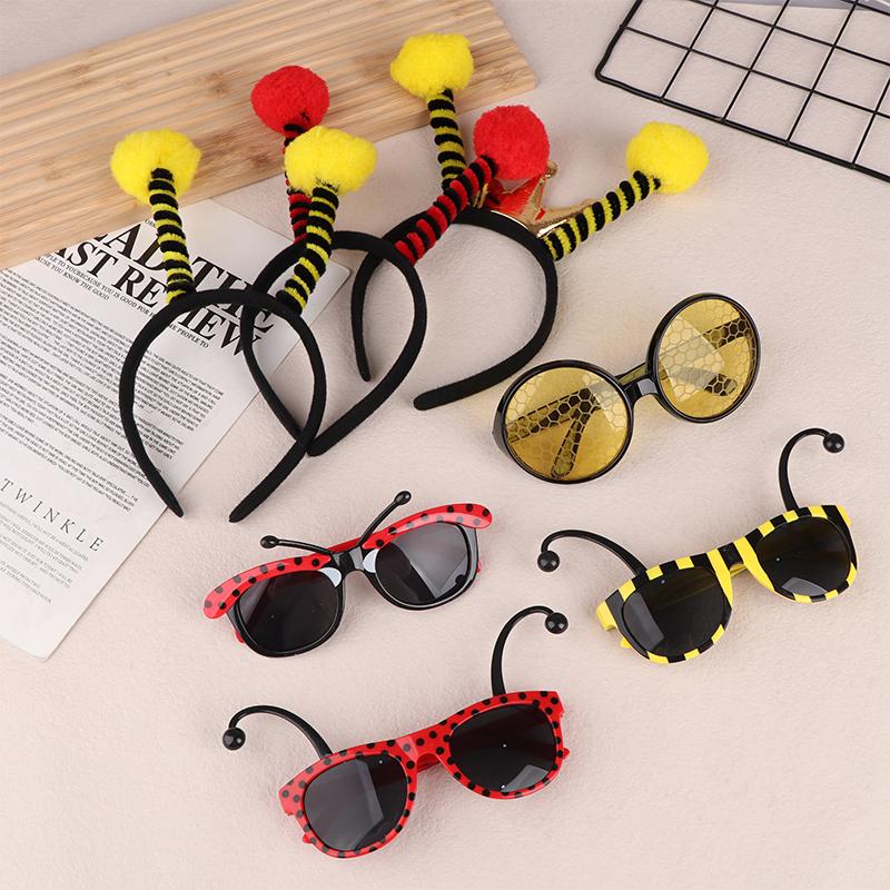 1/2Pcs Cartoon Bee Theme Headband Glasses Cosplay Costume Photo Props Forkids Birthday Party Favors Decoration