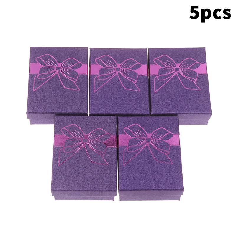5Pcs Bow Jewelry Box Ring Earrings Bracelets Necklace Organizer Paper Jewelry Gift Packaging Box Wedding Proposal Supplies