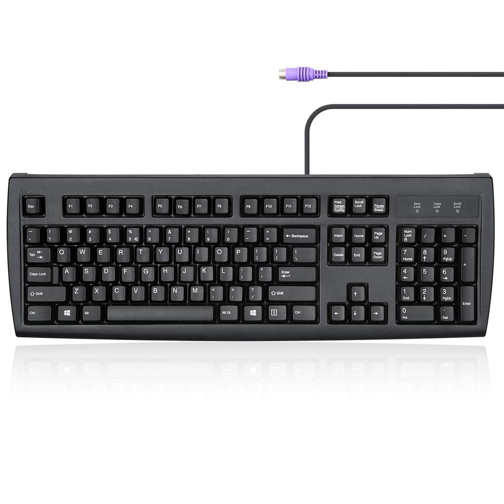 Perixx PERIBOARD-107P US PS2 Keyboard, PS2 Connection, Wired, Classic Full Key English Layout, Black [Official Warranty]