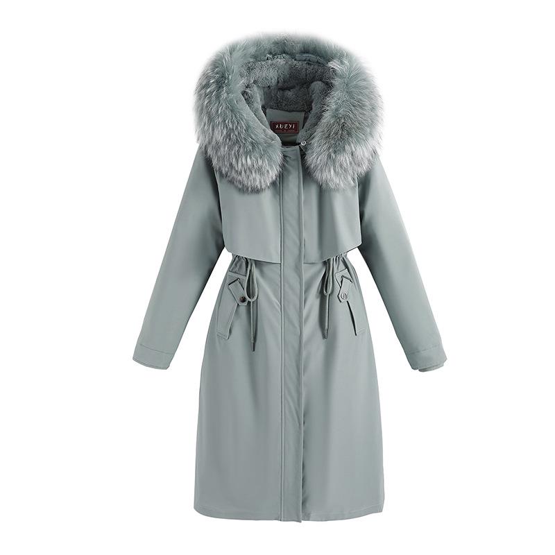 Women's Mid-Length Cotton Coat, 2024 Winter Loose Korean Style Jacket with Thick Velvet Lining and Detachable Parka