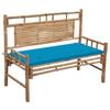 Garden Bench with Cushion 120 Cm Bamboo