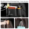 Leather Material Car Back Seat Organizer Hanging Storage Bag Multifunctional Design Car Seat Organizer Tissue Box Holder