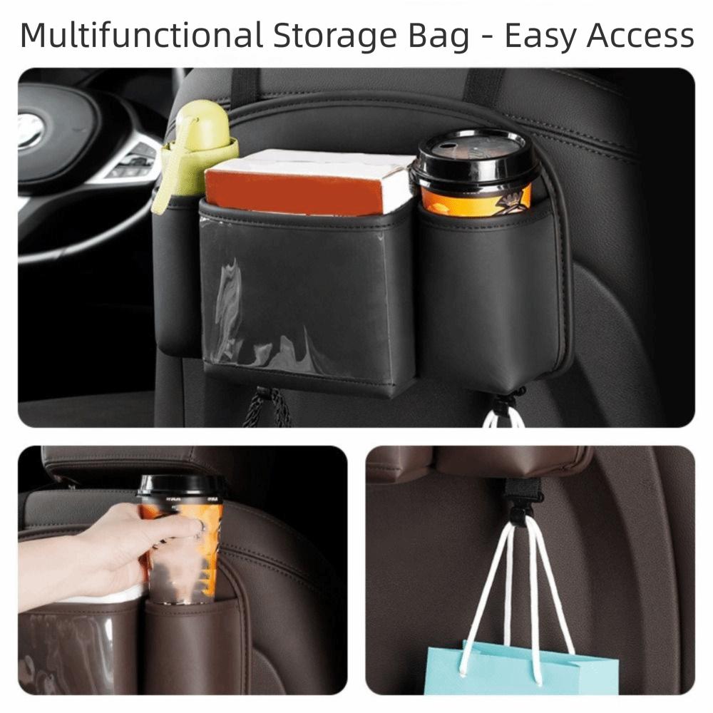 Leather Material Car Back Seat Organizer Car Storage Organizer  Road Trip Essentials