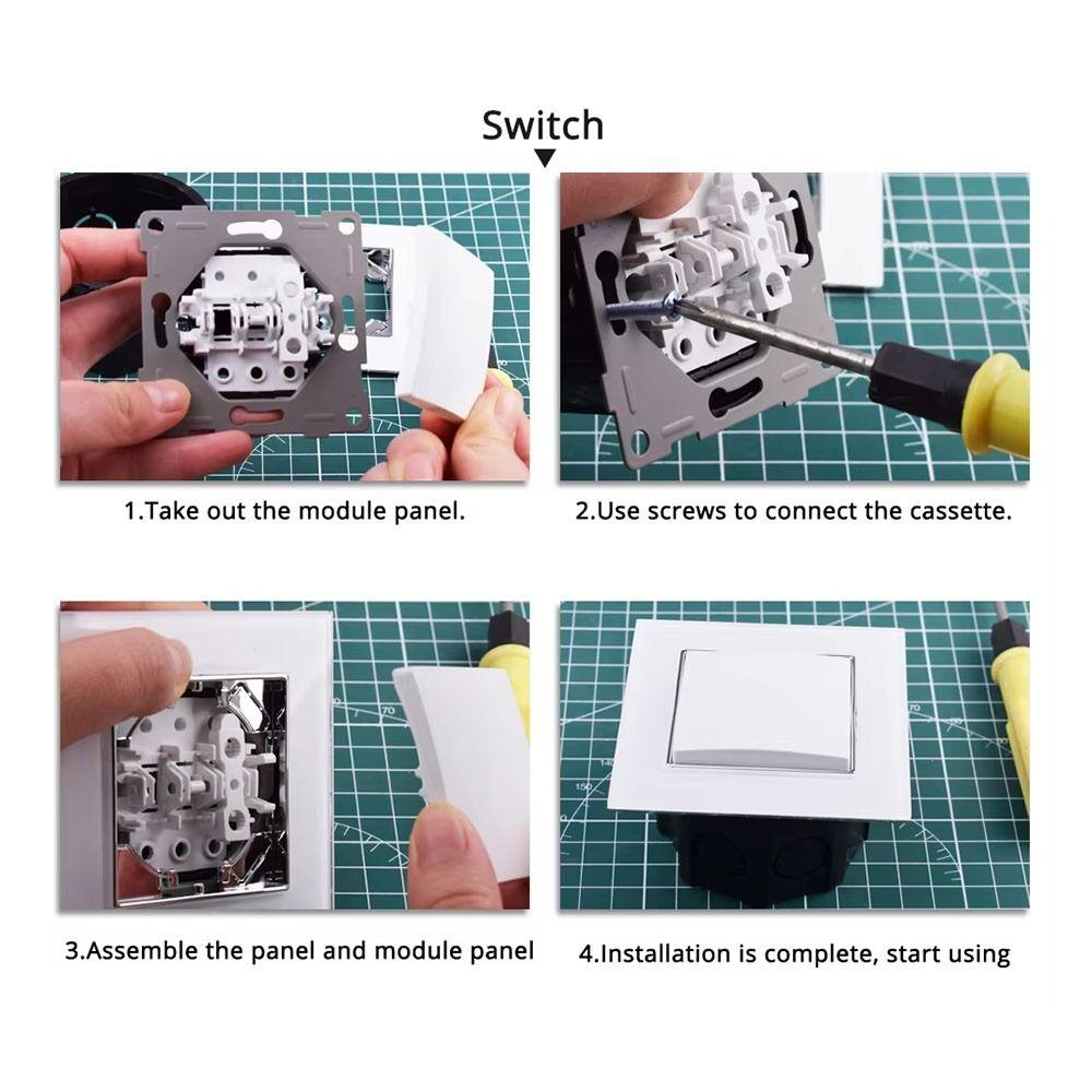 1Pcs PC Panel Modular Sockets And Switches Wall Power Socket Switch  for EU Standard Wall Mount DIY