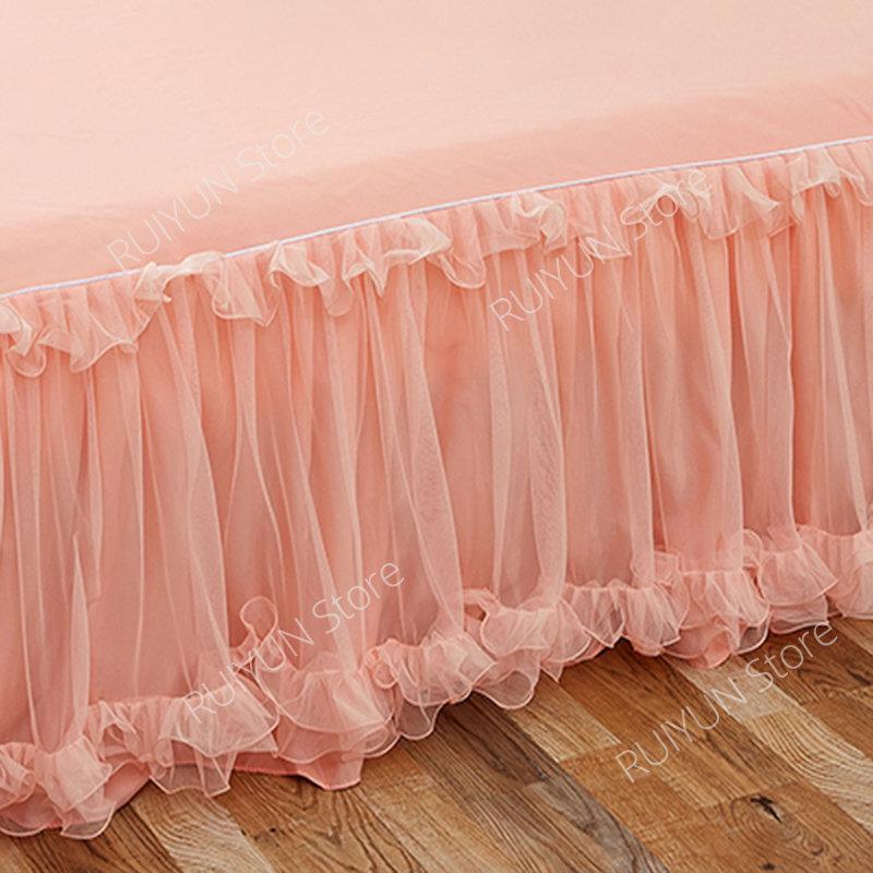 Elegant Princess Bed Skirt Non-slip Mattress Cover Ruffled Lace Bed Skirt Bedsheet Bed Cover Protector Home Bedspread Bed Skirt