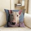 Funny Bull Terrier Dog Pillow Case Living Room Sofa Cushion Cover Suitable For Home Bedroom Room Decoration