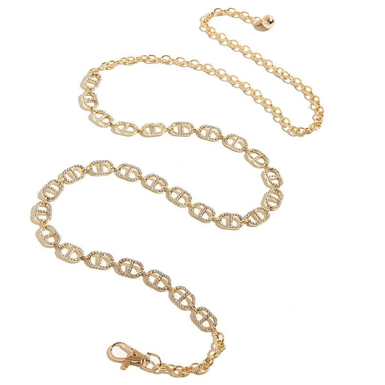 Cd Rhinestone Shape Waist Chain Metal Accessories Dress Waist Chain Decoration