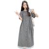 2026 Summer Lace Patchwork Retro Plaid Maternity Dress - Loose Fit, Plus Size