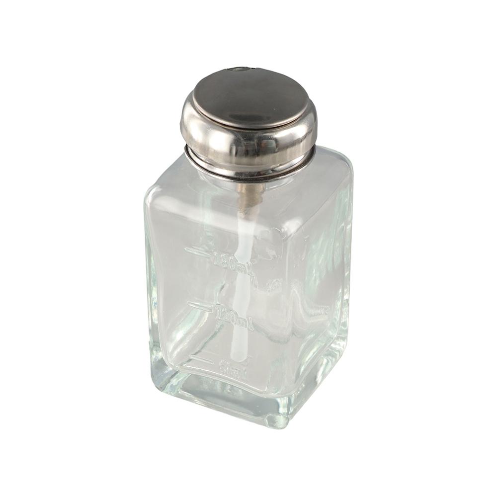 180ml/120ml Push Down Pump Dispenser Glass Square Liquid Pump Dispenser Bottle Clear Thicken Nail Polish Remover Bottle