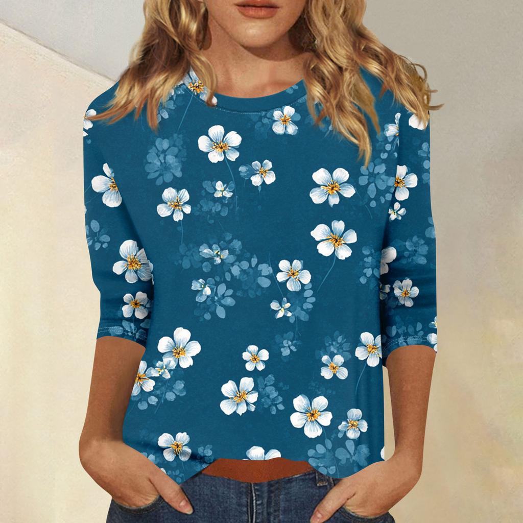 Damen 3/4-Ärmel Shirts Grafik-T-Shirts Shirts Lässige Basic-Tops Pullover