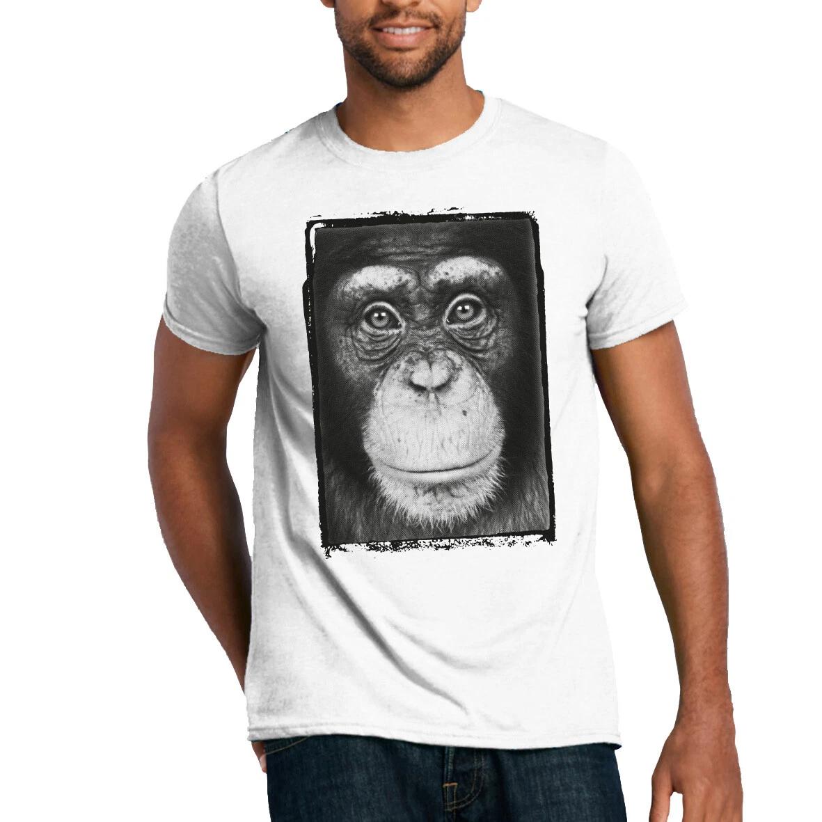 Chimpanzee T-Shirt Chimp Close Up Monochrome Animals S