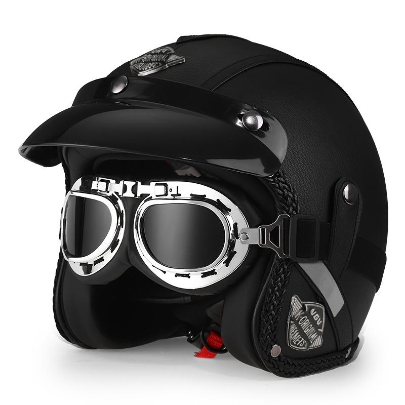 

Винтажный мотоциклетный шлем Harley Коричневая кожаная кепка с медным зеркалом Покрытие три четверти для всех сезонов Мотоцикл Круиз XXL