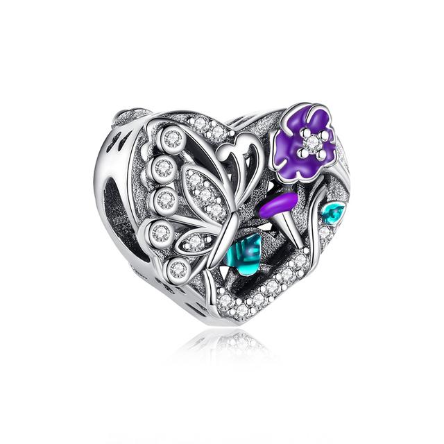2022 New 925 Sterling Silver Butterfly of Flower Fit Original Charm Bracelet DIY Fashion Silver 925 Jewelry Making
