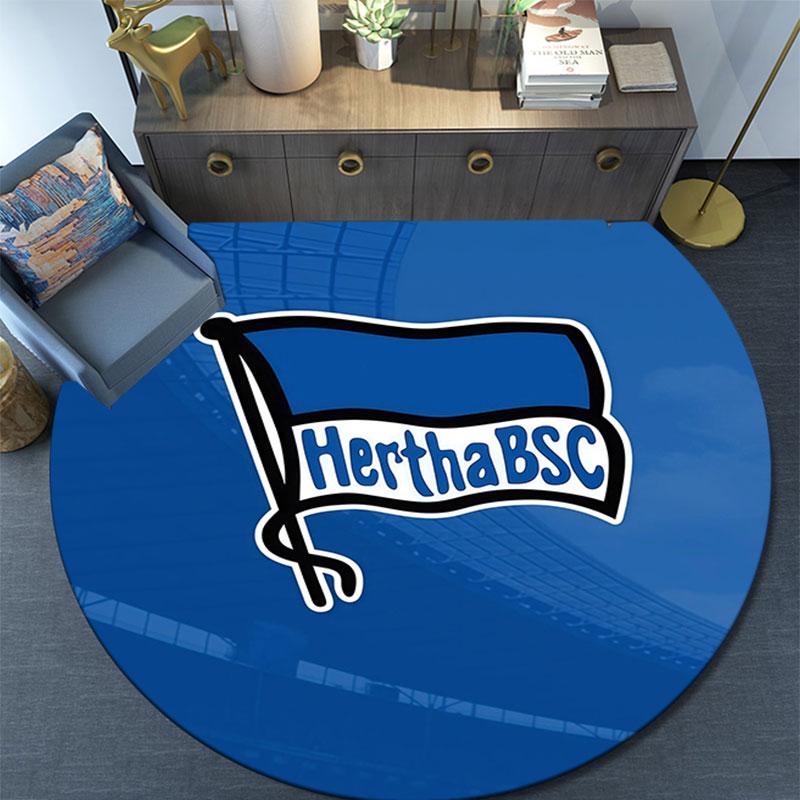 Hertha Berlin pattern round rug,Carpet Rug for Living Room Bedroom Playroom ,Non-slip Floor Mat,Holiday Gifts and Birthday Gifts.